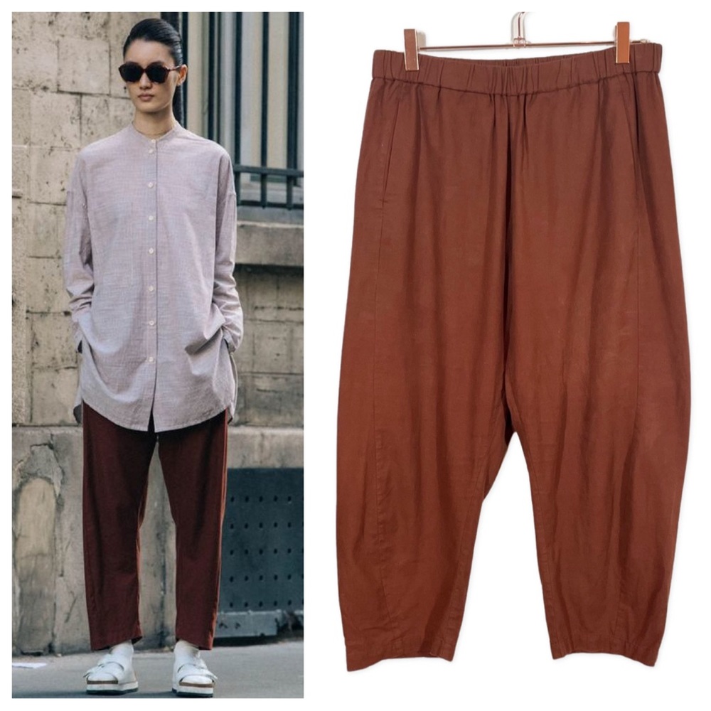 Roucha Paya Slim Pull On Pant in Brushed Cotton Rust Brown size CC/US 10-14